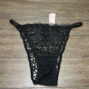 Victoria's Secret Very Sexy Large Black Adjustable Open Back Brazilian Panty NWT